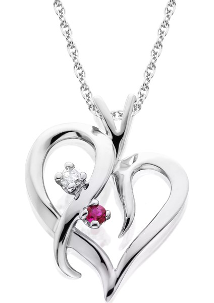 Pırlanta Yakut Kalp Kolye Spkl-5103