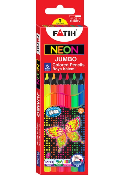 Neon Jumbo Kuruboya 6 Renk Tam Boy (Grafit Çapı:5)