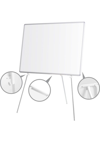 90 Cm X 130 Cm Teleskopik Ayaklı Laminat Yazı Tahtası Beyaz