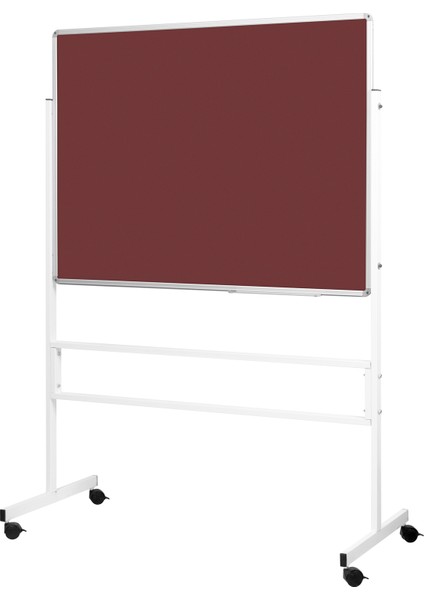 90 Cm  X 120 Cm  Mobil Ayaklı Tek Yüzlü Bordo Kumaşlı Pano