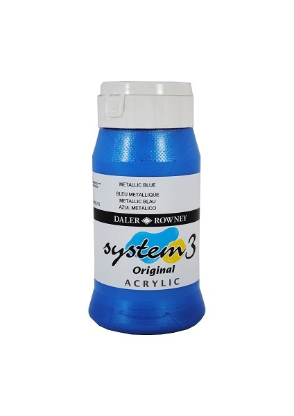 System 3 Akrilik Boya 500ml - Metallic Blue 718
