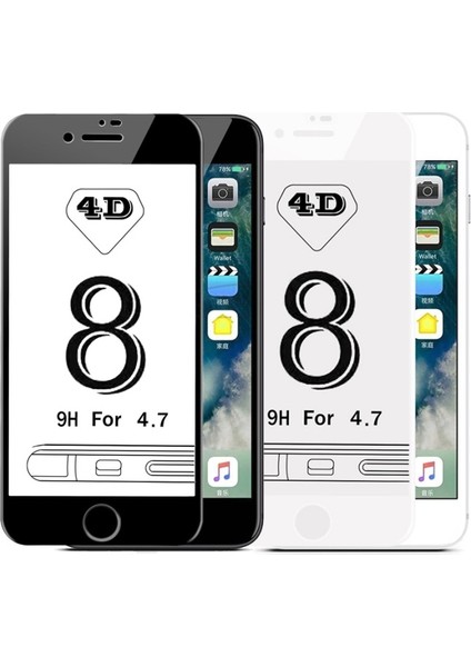 Apple iPhone 7 - 7S 4D Temperli Koruma Camı Siyah