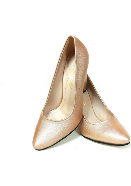 1535 Pudra Deri Stiletto Bayan Ayakkabı