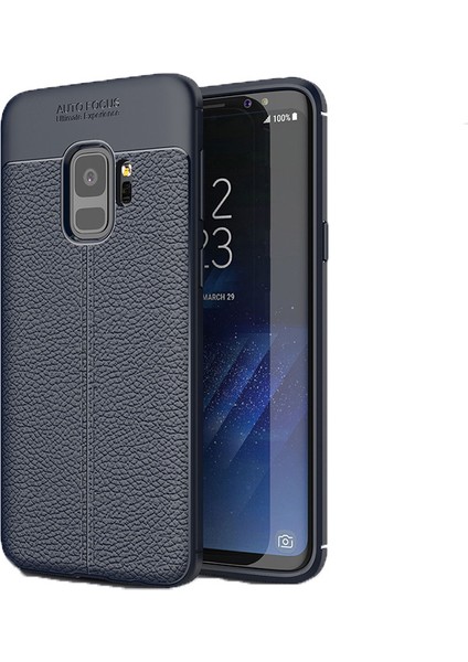 Case 4U S9 Plus Uyumlu Kılıf Rugan Armor Deri Görünümlü Yüksek Kalite Silikon Niss Lacivert