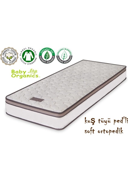 65 X 95 Kuş Tüyü Ped'Li Soft Yaylı Yatak Organic 65 * 95 Organic Cotton Ped'Li Bebek Yatağı 65 X 95 Yatak fiyatları