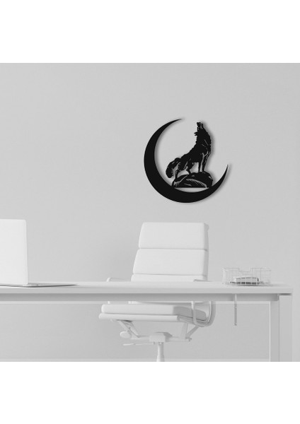Uluyan Kurt Hilal Metal Duvar Dekoru
