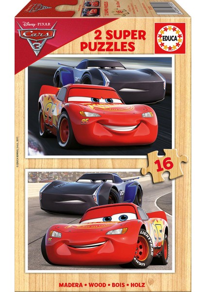 2x16 Parça Cars 3 Ahşap Çocuk Puzzle
