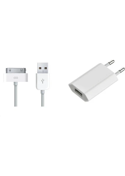 iPhone Uyumlu 4/4S USB Adaptör + Şarj Kablosu