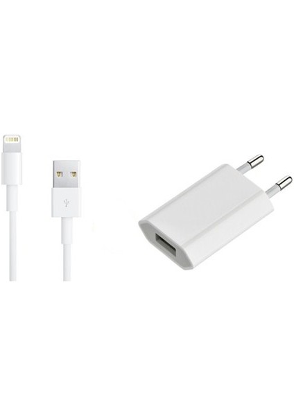 USB Adaptör + Data Kablosu ( iPhone Uyumlu 5/5S/SE/6/6S/7/Plus/8/X )