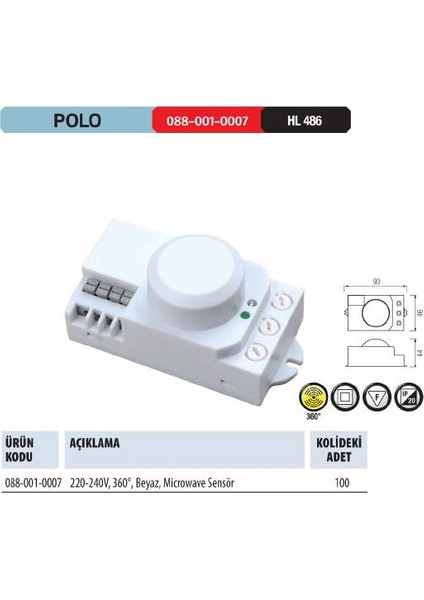 Elektrik Polo Hl-486 Radar Sensör Hareket Sensörü