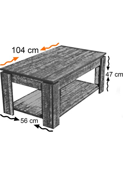 Shelf Raflı Dikdörtgen Orta Sehpa, Parlak Beyaz