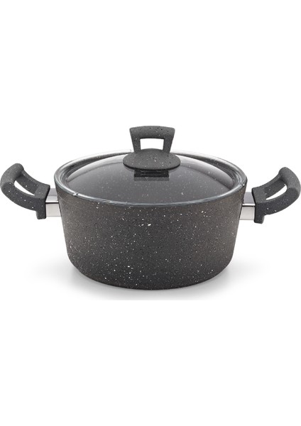 Germanitium 24x 11 cm Granit Tencere Cam Kapaklı