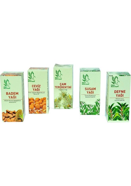 Saç Bakım Seti 5x50 cc Susam, Badem, Çam, Ceviz ve Defne Yağları ile Zenginleştirilmiş modelleri