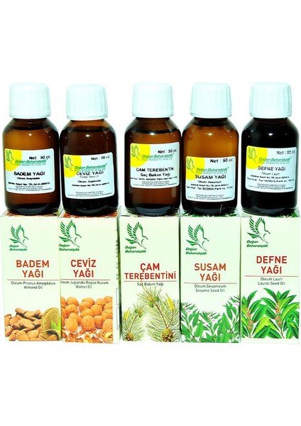 Saç Bakım Seti 5x50 cc Susam, Badem, Çam, Ceviz ve Defne Yağları ile Zenginleştirilmiş indirimleri