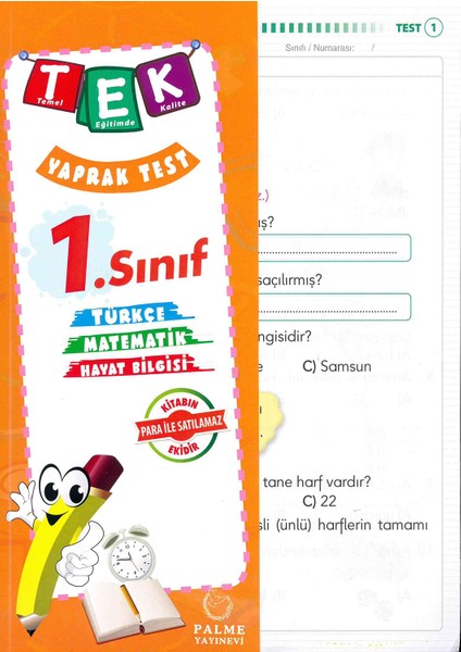 1. Sınıf Akıllı Tek Defterim - Tek Yaprak Test