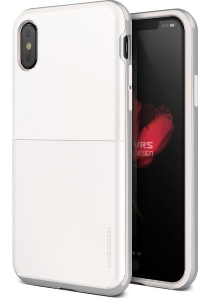 VRS iPhone X High Pro Shield Kılıf White with Silver