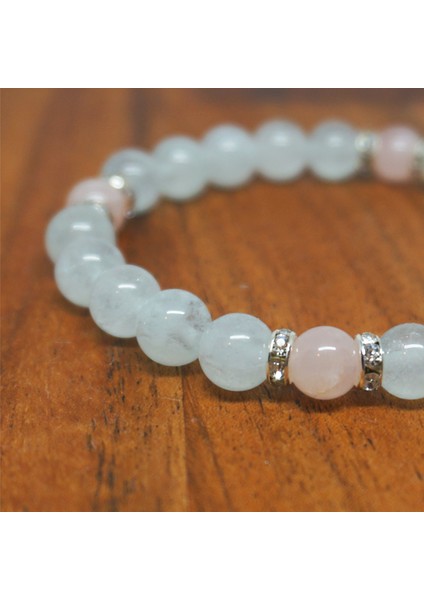 Aquamarin ve Pembe Kuvars Taşı Bileklik