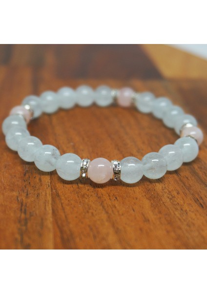 Aquamarin ve Pembe Kuvars Taşı Bileklik fiyatları