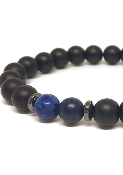 Lapis Lazuli ve Mat Oniks Taşlı Bileklik