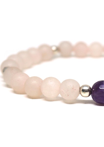 Mat Pembe Kuvars ve Ametist Taşlı Bileklik fiyatları