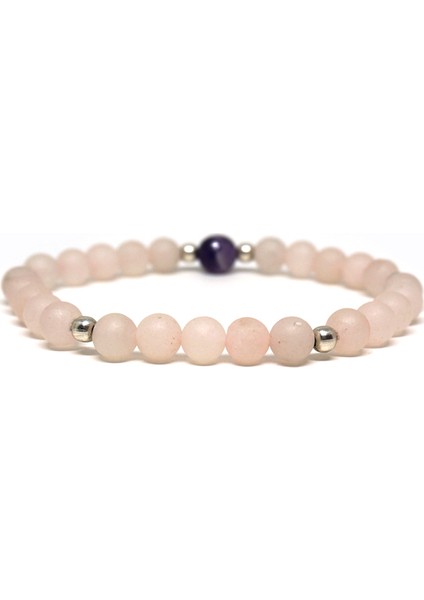 Mat Pembe Kuvars ve Ametist Taşlı Bileklik modelleri