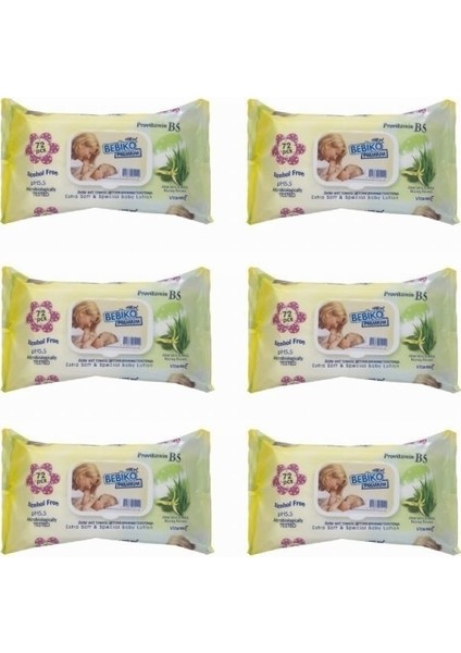 Premium Wipe Losyonlu & Kapaklı Islak Mendil 72 Adet 6lı Set