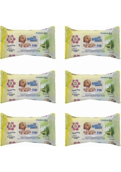 Premium Wipe Losyonlu & Kapaklı Islak Mendil 72 Adet 6lı Set