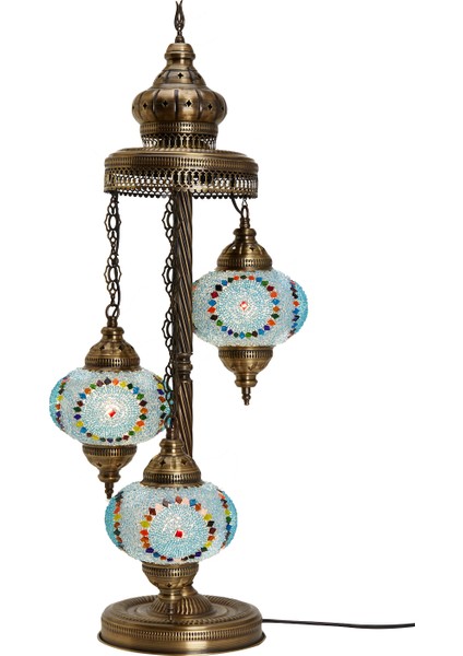 Otantik Lambader Ayaklı Mozaik Lamba Gece Dekor Köşe Lambası
