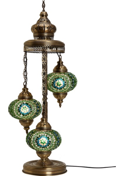 Otantik Lambader Ayaklı Mozaik Lamba Gece Dekor Köşe Lambası