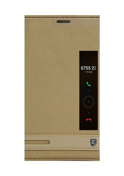 Case 4U Huawei P10 Plus Kılıf Elite Pencereli Gizli Mıknatıslı Altın