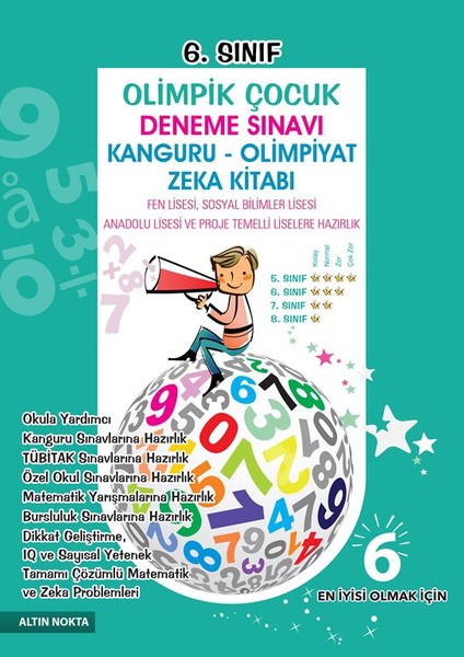 Altın Nokta Yayınevi 6. Sınıf Olimpik Çocuk Deneme Sınavı Kanguru - Olimpiyat Zekâ Kitabı Tamamı Çözümlü