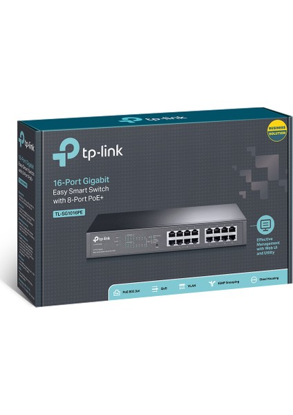 TL-SG1016PE, 16-Port Gigabit Easy Smart 8 Port PoE Destekli Switch