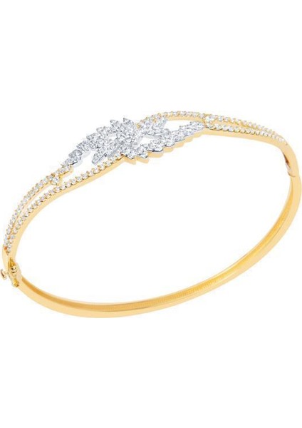 14 Ayar Sarı-Beyaz Altın Taşlı Trend Bilezik