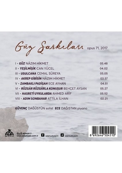 Fazıl Say, Güvenç Dağüstün, Ece Dağıstan - Güz Şarkıları CD