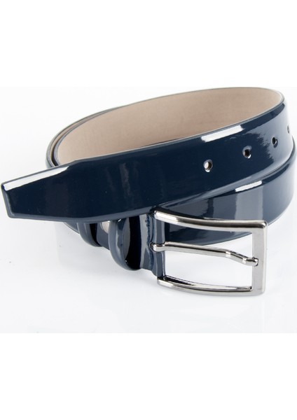 Lacivert Klasik 3,5 cm Suni Deri Erkek Rugan Kemer 1701351 fırsatları
