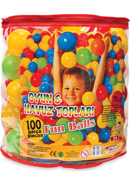 Oyun ve Havuz Topu 7 cm. (100 Adet;PVC Torbada)