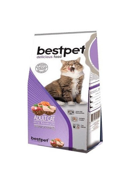 Mix Karışıklı Etli Yetişkin Kedi Maması 1 Kg