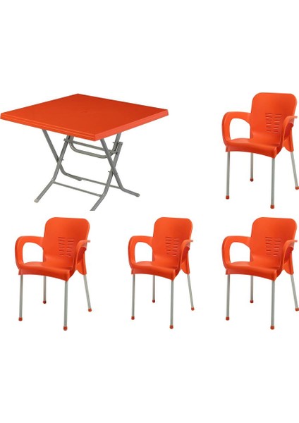 Comfort Mutfak Balkon Bahçe Masa Takımı 80X80 Masa 4 Adet Koltuk