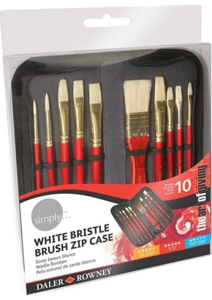 Daler Rowney Simply White Bristle Yağlı Boya Fırça Seti Çantalı 10'lu