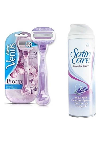 Gillette Venüs Breeze 2 Si 1 Arada Tıraş Makinası + Satin Care Tıraj Jeli