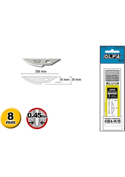 Kretuar Bıçağı Yedeği N:Kb4-R/5 Pala Uç 5'Li