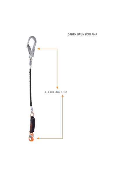 E1BK4BK6 Tek Kollu Şok Emicili 1,20mt Lanyard