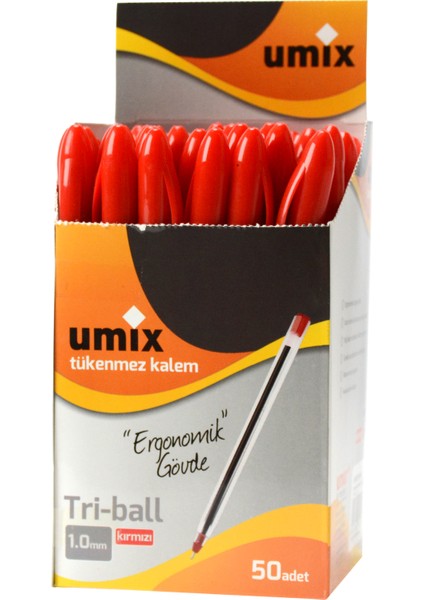 Tri-Ball 1.0 Mm 50'Li Kutu - Kırmzı