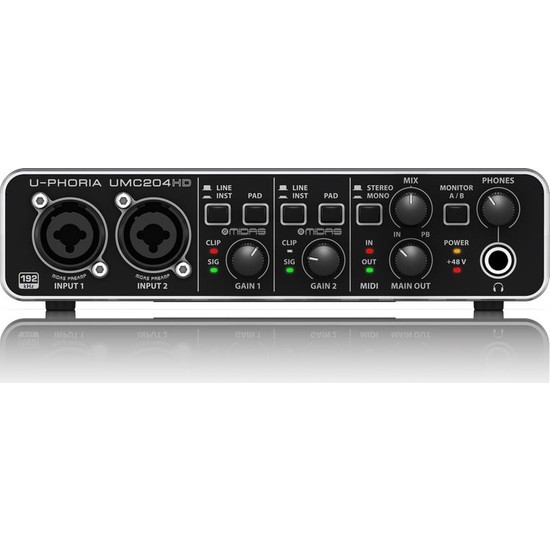 Behringer UMC204HD Ses Kartı (MIDAS Mik. Preamp) Fiyatı