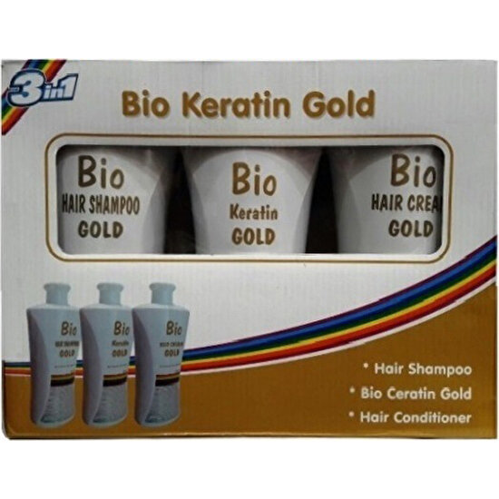 Bio Keratin Gold Brezilya Fönü 3’lü Set Şampuan 700 Ml+ Saç Kremi 700 Ml+ Keratin 700 Ml