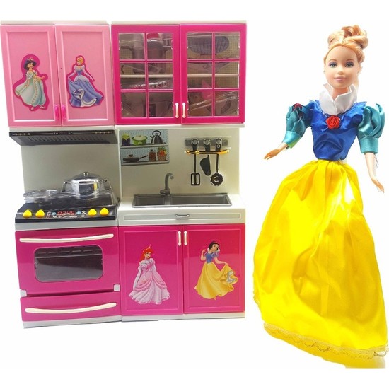 Kılıfkapakdünyası Barbie Bebek Evi İçin Mutfak Set Prenses