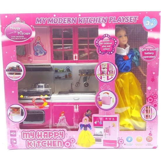 Kılıfkapakdünyası Barbie Bebek Evi İçin Mutfak Set Prenses