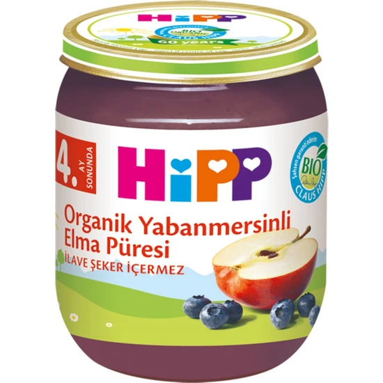 HiPP Organik Yabanmersinli Elma Püresi 125 gr.