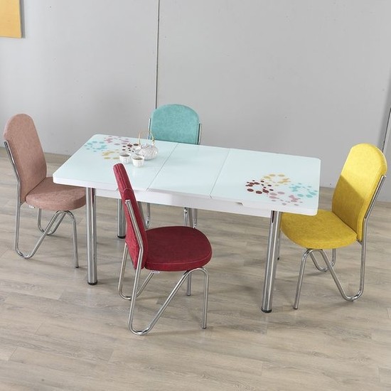 M1680 Damla Renkli Masa Sandalye Takımı (1 Masa 4