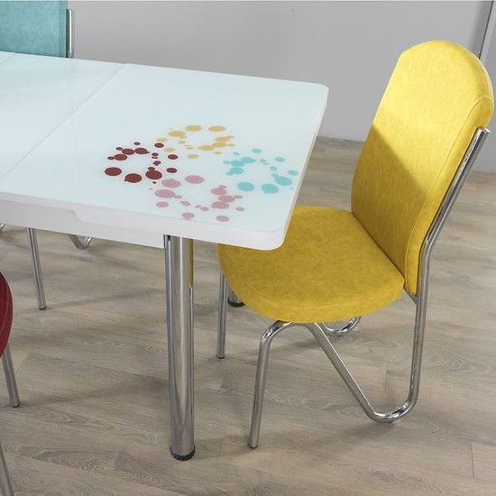 M1680 Damla Renkli Masa Sandalye Takımı (1 Masa 4